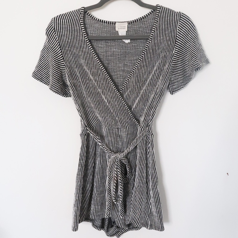 Black and White Striped Romper